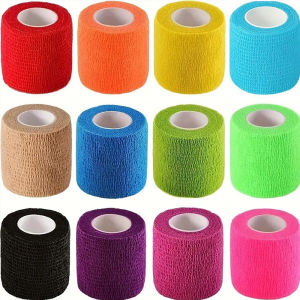 6/12 Rolls Self Adhesive Bandage Wrap Cohesive Bandage Wrap for Sport & Athletic Breathable Vet Wrap for Wounds 2" X 5 Yards