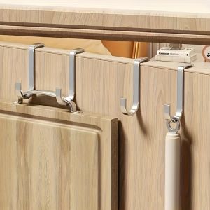 1/4pcs Stainless Steel Double Hooks for Hanging on The Side of a Bed CabinetSuitable for BathroomsKitchensHang ClothesTowels