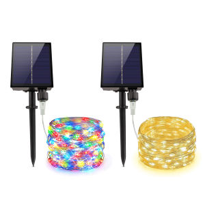 Ultrabright กลางแจ้งพลังงานแสงอาทิตย์ Fairy String ไฟกันน้ําหลากสี/อบอุ่นสีขาวรีโมทคอนโทรลหรี่แสงได้ 8 รุ่นโคมไฟ