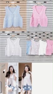 TW22032 เสื้อกั๊กขนมิ้ง ผ้าไหมพรมถัก ..