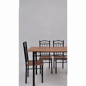 EURAKE Nordic Style Dining Set Simple Metal Dining Table Set Carved Metal Dining Chair Dirt Resistant Metal Table