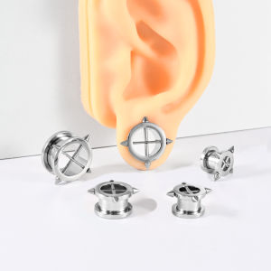 1PC 316L Stainless Steel Silvery Ear Gauge Cross Taper Ear Plug Tunnels Expanders Earring Gauge Plugs Piercing Jewelry 8mm-16mm