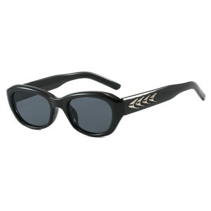 JN IMPRESSION New Shark Fin Concave Shape Oval Small Frame Sunglasses UV Protection Anti-ultraviolet Sunglasses for Men and Women