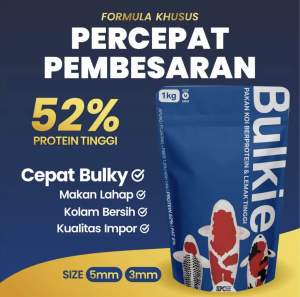 BULKIE 5mm 1 Kg - Pakan Ikan Koi Pelet Khusus Pembesaran Jadikan Koi Juara