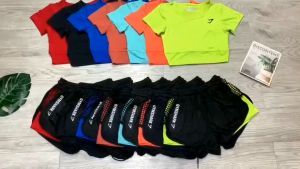 Đồ tập gym nữ set bộ đùi thể thao áo crop quần đùi 2 lớp Bin Sports BN074