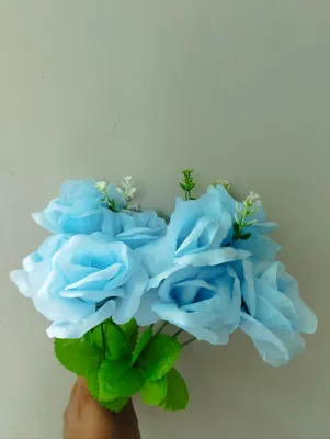 Bunga Mawar Rose Of Cabang 5 Bahan Kain Dan Plastik - rose jepang -mawar murah - Artificial Dekorasi Pelaminan
