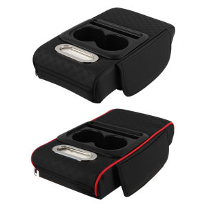 Ueblock✈ Car Armrest Cushion with Cup Tissue Holder Center Console Cover for Storing Water Cups Tissues Cards and Phones