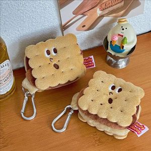 บิสกิตตุ๊กตาเหรียญกระเป๋าซิปกระเป๋าสตางค์ขนาดเล็กกระเป๋านักเรียนจี้คุกกี้เนยน่ารักจี้พวงกุญแจกล่องเก็บหูฟัง