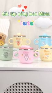 Đồ dùng ăn dặm chất liệu inox MISAN dung tích 280ml kèm nắp đậy chống rò rỉ nước an toàn dành cho bé