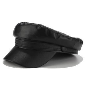 Trendy Beret Hat Women Casual Military Cap Flat Captain Trucker Caps Fashion Pu Leather Travel Cadet Painter Octagonal Hats