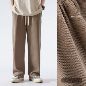 Mens Corduroy Straight Leg Pants Spring Autumn Loose Fit American Style Casual Sweatpants Breathable Polyester Fiber