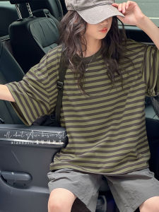 Aiza basic | Summer Loose Striped Short Sleeve T-shirt for Girls