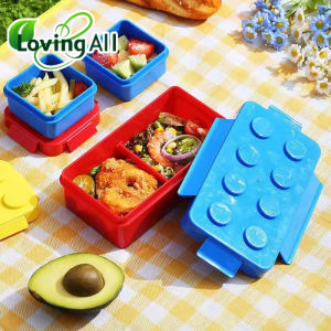 DIY Building Block Lunch Box Modular Building Blocks For Children Student Building Block Bento Food Storage Container Dinnerware