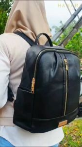 HANAMI Tas Ransel Wanita Kulit Hitam Backpack TA1048B5 Enrika Laptop Premium Sekolah Kuliah Terbaru