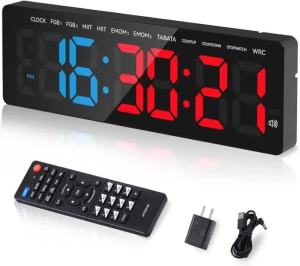 Gym Timer 3.5" Large LED Display Wall Clock Gym Interval Workout Count Down & Up Stopwatch Digital Timer for Fitness Home