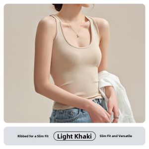 MiiOW | Cat Woman Summer Cotton Tank Top Womens Inner Wear Outer Wear Shoulder Strap Base White U-neck Shirt Fashionable Elastic Thread