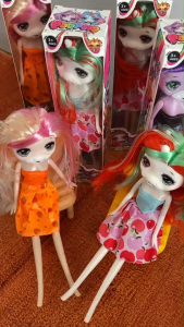 ตุ๊กตายูนิคอร์น ตุ๊กตาโพนี่ ผมสายรุ้ง 1 เซ็ต 3 ตัว เสื้อผ้าสีสันสดใส ตุ๊กตาเด็กผู้หญิง