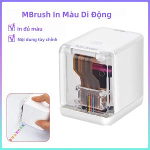 Máy In Phun Màu Cầm Tay MBrush Mini Di Động Không Dây Kết Nối WiFi In Được Từ Hộp Mực In Hình Xăm Logo Chữ Giao Diện Bluetooth
