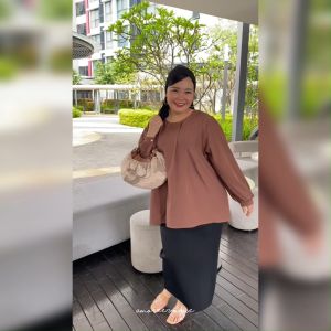 Plus Size (2XL-5XL) Jannah Loose Doll Pleated Blouse Muslimah (4961)