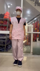 Bộ Trang Phục Gile Khử Tĩnh Điện Màu HỒNG Cho Công Nhân Phòng Sạch | Hình thật hàng sẵn nhiều