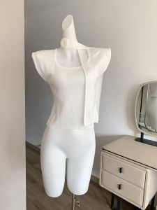 Rose Scented Sash Knitted Top Neck Hanging Sleeveless Light Purple Summer Womens Fashion Guangzhou Thirteenth Factory Outfit