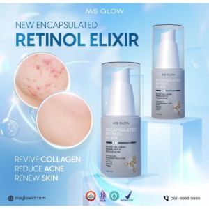 Ms Glow Encapsulated Elixir Retinol Serum 15ml Melembabkan Kulit Mencegah Kulit Kering Menghaluskan Kulit Wajah Memudarkan Kerutan Wajah Sebagai Anti Aging Obat Jerawat Kulit Tampak Muda