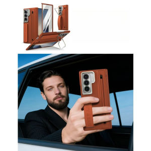 For Samsung Galaxy Z Fold 8 Ultra 7 6 5 Wristband Magnetic Hinge Case 360 Full Protection Screen Flass Alloy Lens Holder Cover