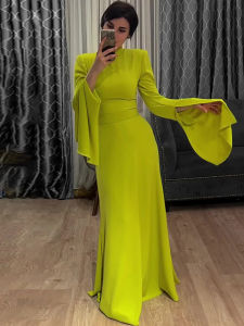 ชุดเดรสยาวแขนพองสไตล์ฝรั่งเศส ทรงเข้ารูป สีพื้น สง่างาม หรูหรา สำหรับผู้หญิง ช่วงฤดูใบไม้ผลิและฤดูใบไม้ร่วง