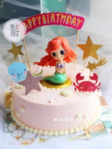 New Ocean Animal Decorations Mermaid Doll Starfish Shell Underwater Creature Cake Toppers Party Decorations Birthday Supplies