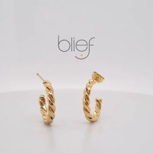 Blief Plus+ QPP C Hoop Earrings 24 Karat Gold Subang Telinga Emas