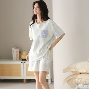 Miiow | Pure Cotton Summer Sleepwear Womens Style Soft Cute Home Clothes Short Sleeve Thin Cat Person MiiOW Sweet Cute System Wind