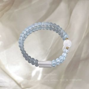New Chinese Style Blue Beaded Bracelet Womens Versatile High-End Feeling Summer Coolness Creative Gift Design Toy