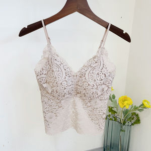 เสื้อชั้นในลูกไม้เซ็กซี่ สายเดี่ยว เสื้อกั๊กเกาะอกแบบมีคัพ ชุดชั้นในผู้หญิง สไตล์ฝรั่งเศส ดีไซน์หลังสวยงาม ชุดชั้นในเนื้อนุ่มสบาย