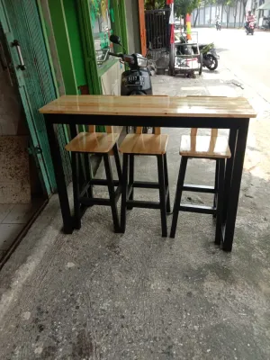 meja makan bar set +2 3 kursi sender