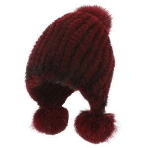 Real Mink Fur Hat Womens Winter Cap Elastic Three-Ball Face Protection Parent-Child Style Warmth Casual Handmade Thickened