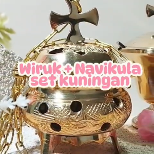 Wiruk + Navikula Set Kuningan Peralatan Religi dan Altar Katolik