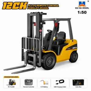 Huina | New HUINA 9925 1/50 Mini Alloy RC Forklift 12-Channel RTR Electric Lifting Remote Control Truck Model Toy Gift