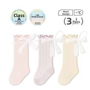 Lightweight Breathable Mesh Bow Decorated Calf Socks