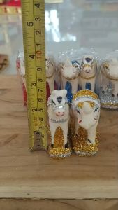 ช้างม้า ตั้งศาล แก้บน เคลือบกากเพชร สูง 7 เซนติเมตร ขนาดจิ้ว