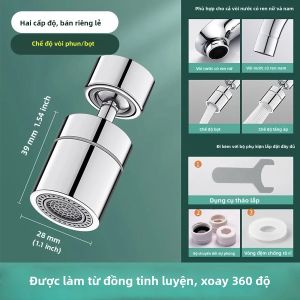 360 °   Vòi Bếp Xoay Được Với Bộ Lọc Đầu Phun Chống Bắn Nước 2 Chế Độ Điều Chỉnh Bộ Lọc Khí Cho Chậu Rửa - Vòi Xịt Chậu Rửa Nhà Bếp