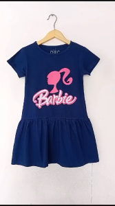Dress Anak Perempuan D&C Barbiee Navy /MN Abu /Melodi Pink /Kuromi Kuning Usia 1-6 tahun / Baju Anak Cewek / Daster Anak Cewek