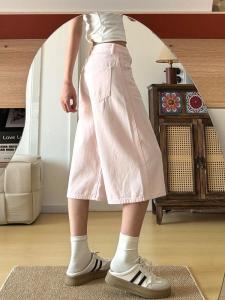 กางเกงยีนส์ทรงตรงหลวมๆ สำหรับผู้หญิง กางเกงขายาวทรงหลวมสไตล์อเมริกัน กางเกงขายาวทรงหลวมเอวสูง กางเกงขายาวทรงหลวม