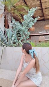 SATIN X ZERO ยางรัดผม ผ้าซาตินเกรดพรีเมียม โดนัทพร้อมโบว์ผูก (White) - ผมไม้ลีบ ไม้กินผม ไม้หนัก ผ้านูมเบาสบายหัว