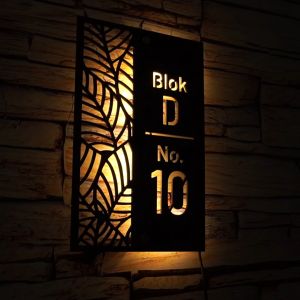 Nomor Rumah LED Akrilik 1 Layer Papan Nomor Rumah Menyala