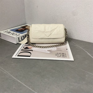 Fashionable Folded Soft Leather Cylinder Handbag Chain Handle Casual Shoulder Crossbody Bag Soft Texture British Style Womens Bag