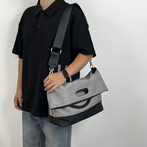 HKK Canvas Sports Fitness Bag Mens Large Capacity Shoulder Strap Anti-Water Commuter Tote Bag Fashionable Crossbody Bag