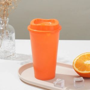 1pcs 475ml  Reusable Plastic Straw Cup 16OZ  Large Capacity Leakproof Travel Tumbler for Coffee Smoothie Home Birthday Party