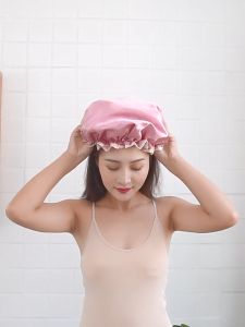 Shower Cap Premium Topi Mandi Waterproof Tebal Anti Air Bahan Polyster Topi Dewasa Anak Anak Penutup Pelindung Rambut Kepala Saat Mandi Keramas