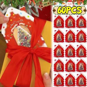 60PCS Christmas 3D Greeting Card Creative House Shape Postcard Card Merry Christmas Decor for Home New Year 2026 Gift Cards