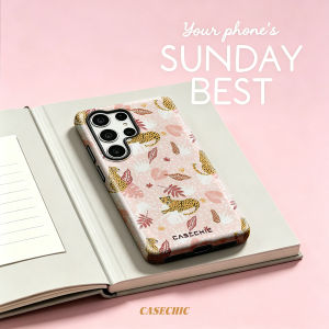 Potdemiel | Blush Leopard & Flora Case for Samsung Galaxy S26 S25 S24 S23 Ultra Drop Resistant Glossy Dual-Layer Cover CaseChic